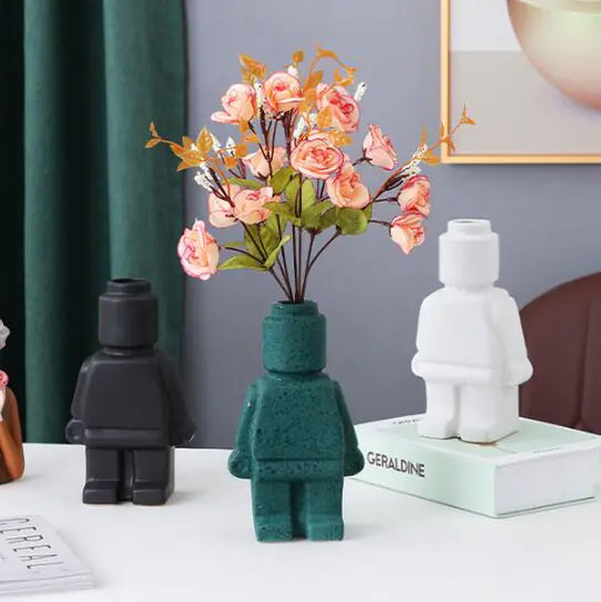 Creative Ceramic Home Decor Robot Vase