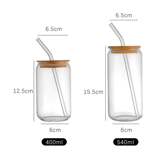 Aesthetic Home Decor Glass Cup With Lid and Straw