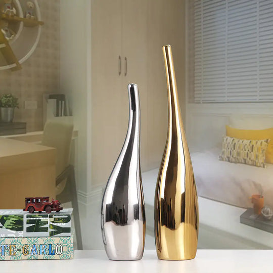 Nordic Gold Plating Ceramic Home Decor Vases