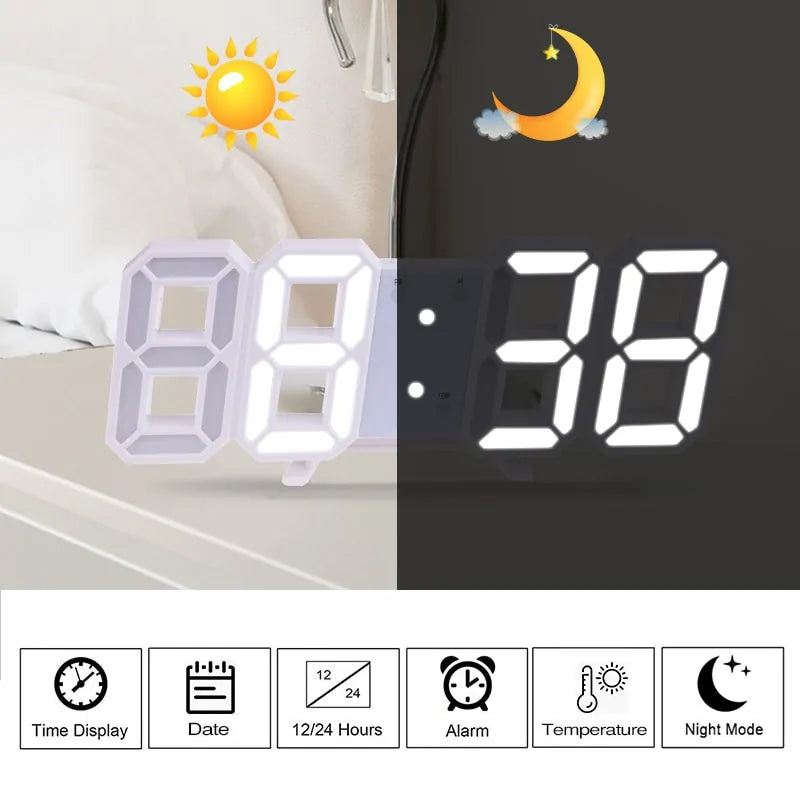 3D LED Home Decor Digital Wall Clock