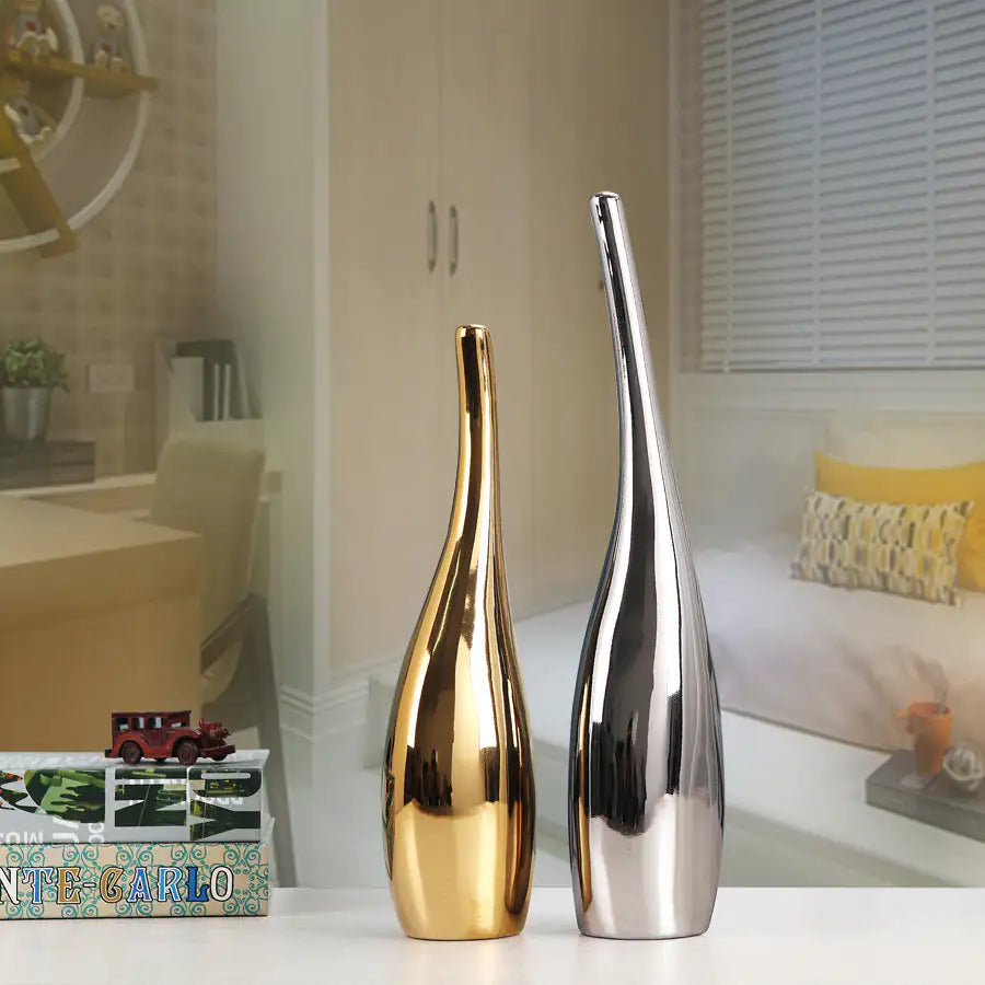 Nordic Gold Plating Ceramic Home Decor Vases