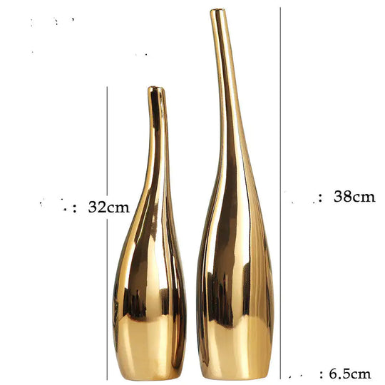 Nordic Gold Plating Ceramic Home Decor Vases