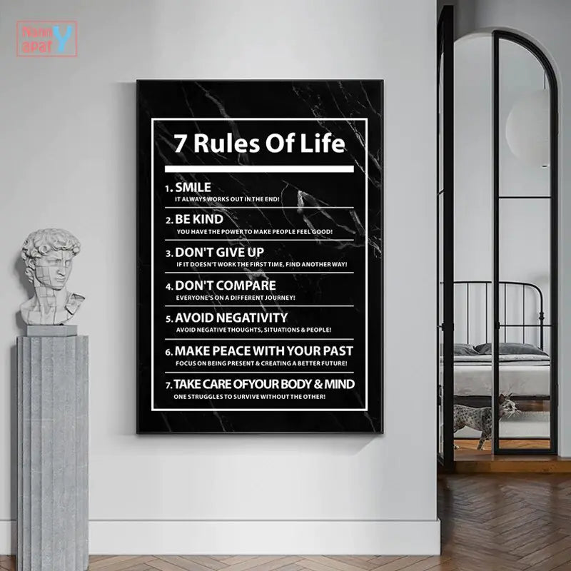 Brazil 7 Rules of Life Letter Canvas Home Decor Painting